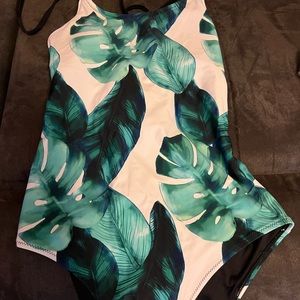 One piece palm leaf swimsuit